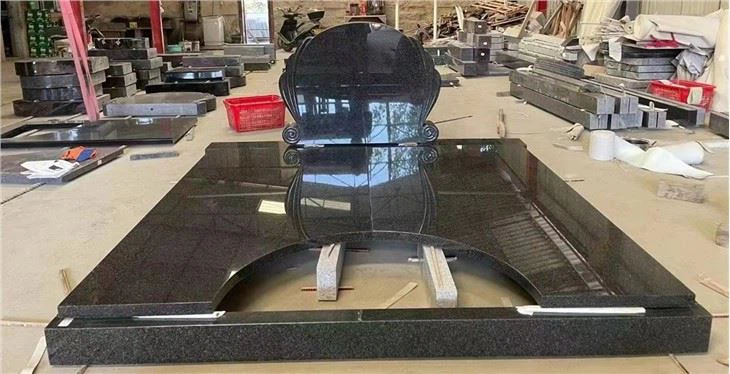 Polished black granite tombstone (3)